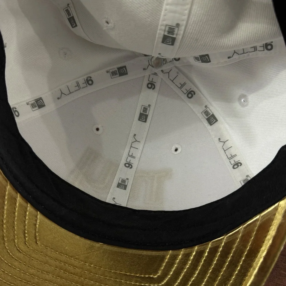 New York Giants New Era 9FIFTY Snapback Hat Wht/Gold Snakeskin Brim NFL Cap RARE